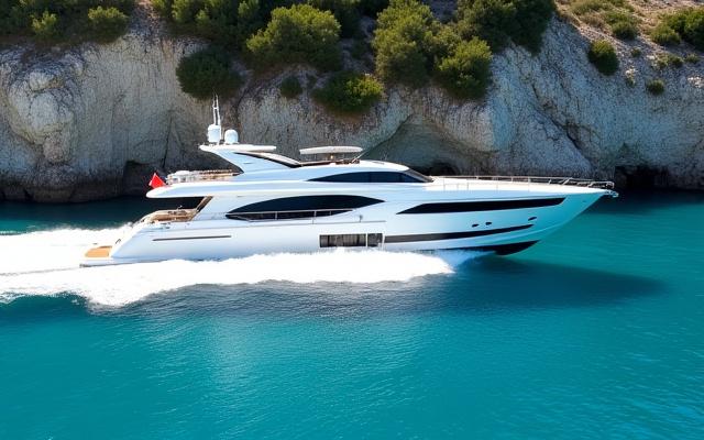 Motor Yacht Serenity cruising in turquoise waters